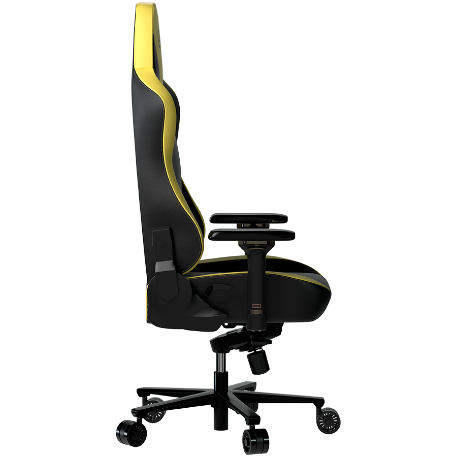 LORGAR Base 311, Gaming chair, PU eco-leather, 1.8 mm metal frame, multiblock mechanism, 4D armrests, 5 Star aluminium base, Class-4 gas lift, 75mm PU casters, Black + yellow - Slika 3