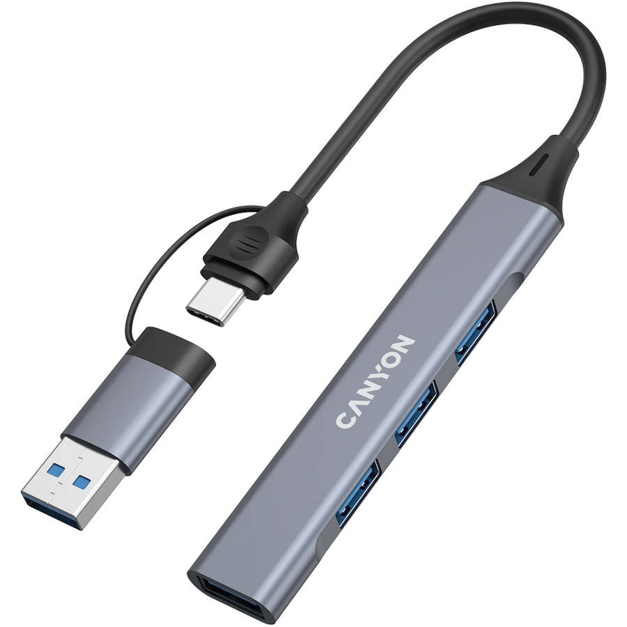 CANYON hub DS-02 4in1 USB-A/C Grey - Slika 2