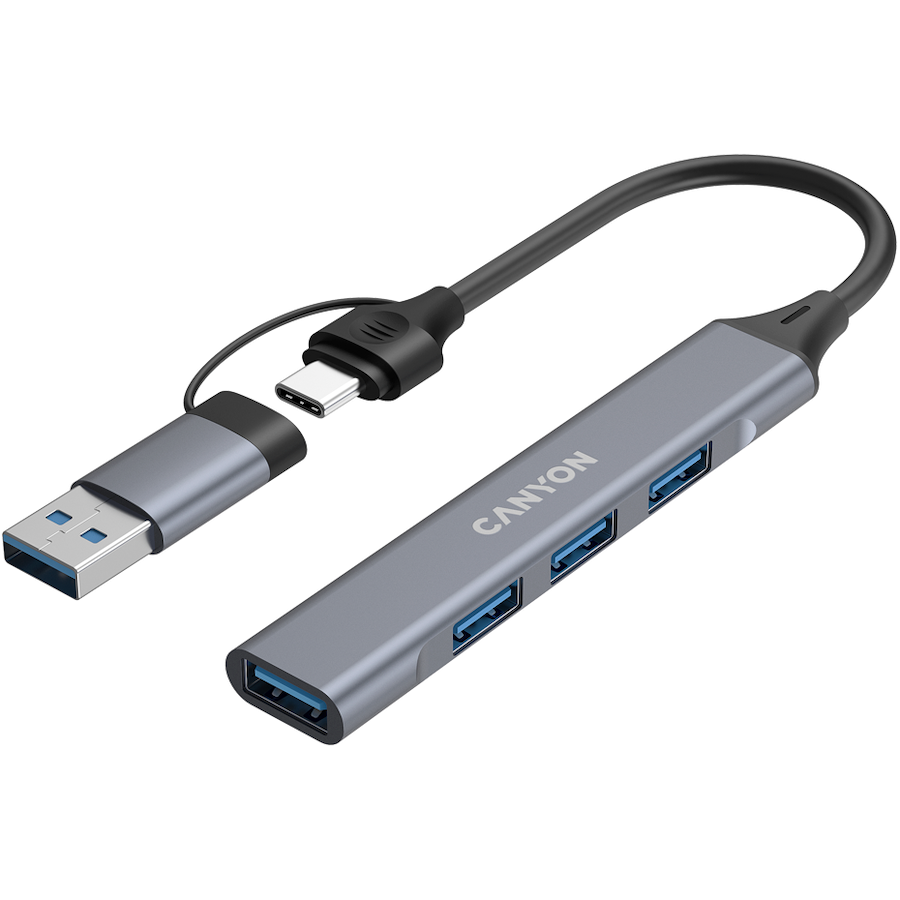 CANYON hub DS-02 4in1 USB-A/C Grey - Slika 3