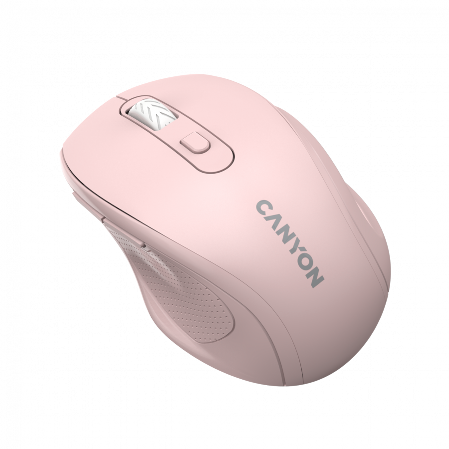 Canyon 6 buttons wireless 2.4Ghz mouse, MX8650A Sensor, DPI up to 1600,Injection case, 3 M life times left and right switches, 2xAAA battery, ABS material. Size: 105x71x40mm, Weight: 59g, Pink - Slika 3