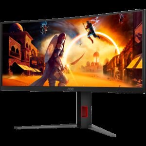 AOC Monitor Gaming CU34G4Z 34" Curved Fast VA, WQHD 3440x1440, 240Hz, 1500R, 1ms, DisplayHDR 400, Adaptive Sync, 2x HDMI 2.1, 1x DP 1.4, USB hub, Ergonomic