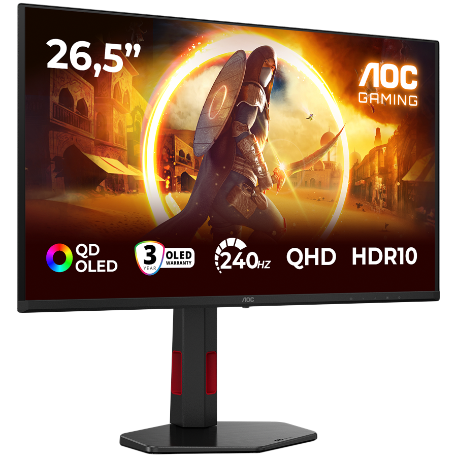 AOC Monitor Gaming OLED Q27G4ZDR 27" (26.5 viewable), QHD (2560x1440), QD-OLED, 240Hz, 0.03ms, 400 cd/m2, Adaptive Sync, G-Sync Compatible, HDR10, USB hub, 2x HDMI 2.1, 1x DP 1.4, Full Ergo - Slika 2