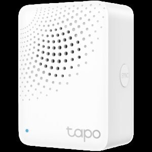 TP-Link Tapo H100 Smart IoT Hub with Chime,2.4 GHz Wi-Fi Networking,868 MHz for Devices,100-240 V,50/60 Hz,Plug-in, Remote Control with Tapo App, 90dB Adjustable Audio Alarm, 19 Ringtones, up to 64 Devices, Home/Away/Sleep Mode, Flame Ratardant