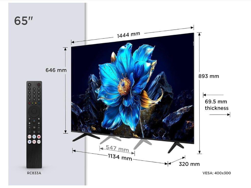 TCL 65"P7K 4K QLED TV 60HzGoogle TV; HDR multi-format;HVA Panel; Game Master; Dolby Atmos; - Slika 2