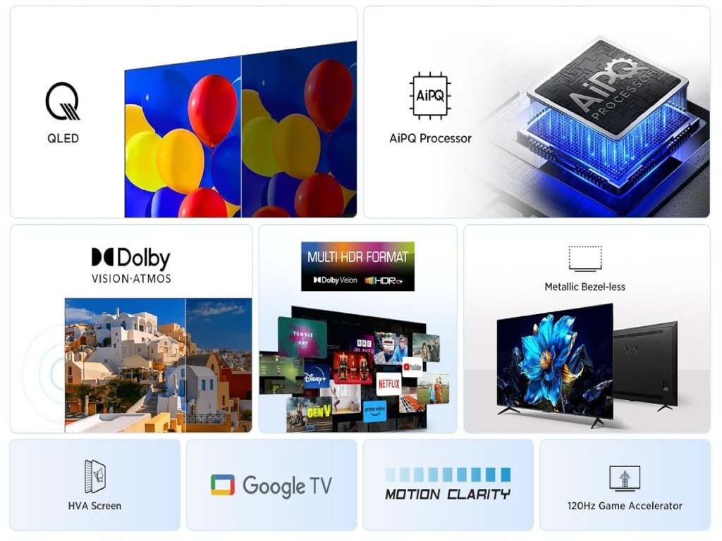 TCL 65"P7K 4K QLED TV 60HzGoogle TV; HDR multi-format;HVA Panel; Game Master; Dolby Atmos; - Slika 3