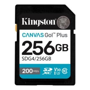 Kingston SD 256GB CanvasGoPlusSDXC,r/w:200/160MB/sDSLRs, mirrorless cameras, 4K video