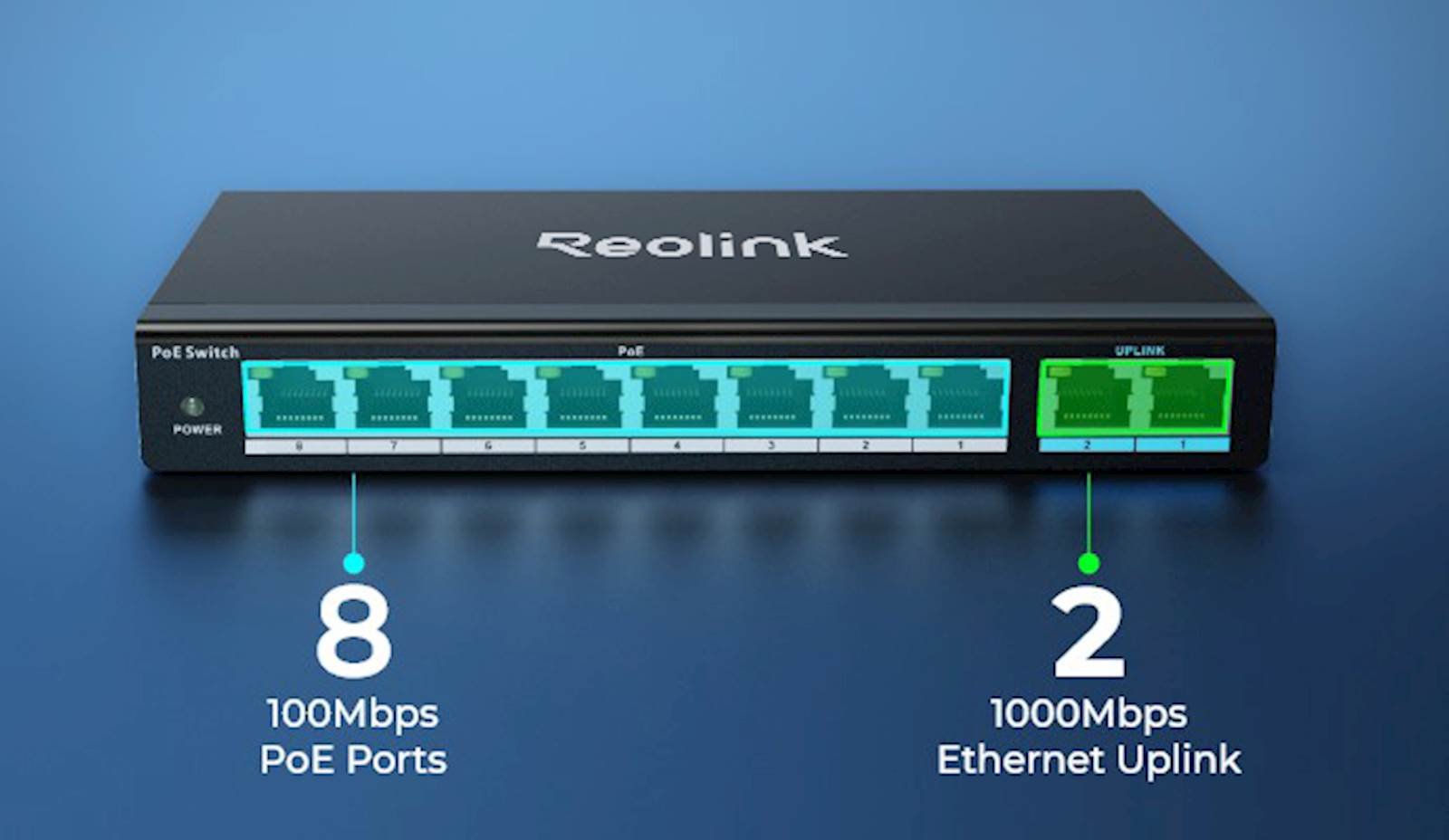 Reolink 10 Port PoE switch 120W, max 30W po portu - Slika 2