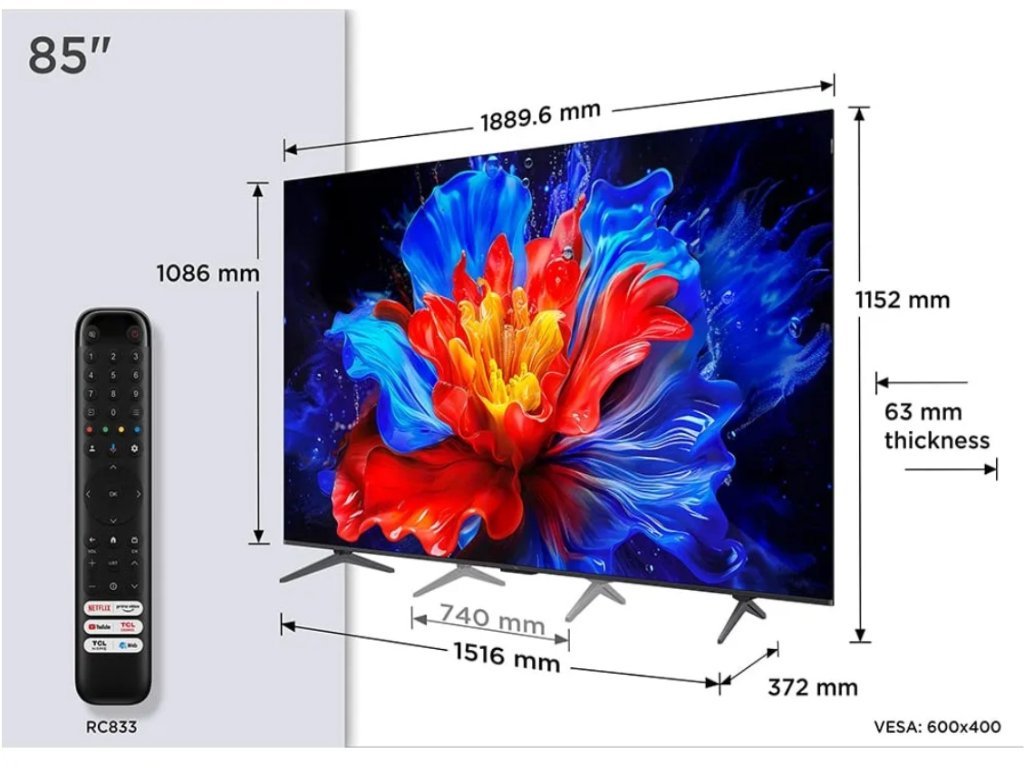 TCL 85"P8K 4K QLED TV 144HzGoogle TV; Motion Clarity Pro;Game Master; Onkyo 2.1; - Slika 4