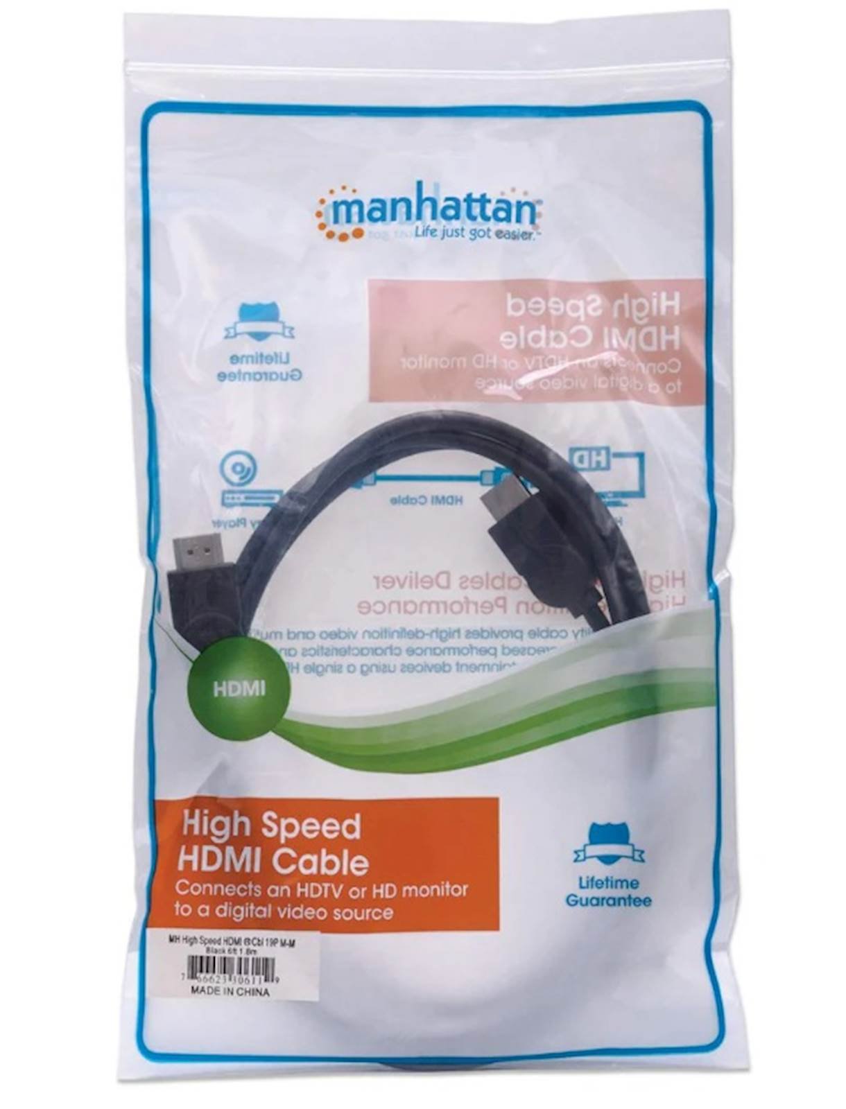 Kabl HDMI MANHATTAN Male to Male 4K 3D 1,8m - Slika 2