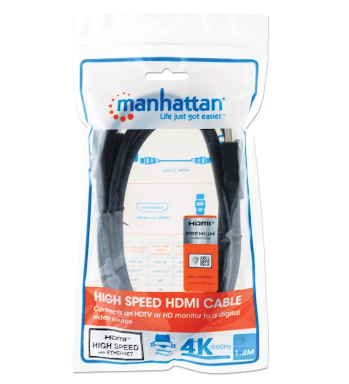 Kabl HDMI MANHATTAN Male to Male 4K 3D 1,8m - Slika 2
