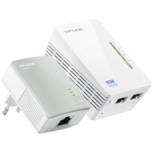 TP-Link TL-WPA4220 KIT AV600 Powerline Wi-FI KIT,300Mbps at 2.4GHz,802.11b/g/n, 600Mbps Powerline,HomePlug AV,2 Fast Ports,Plug and Play, Wi-Fi Clone/ Wi-Fi On(OFF) Button, Pair Button, Reset Button,Twin Pack(1* TL-PA4010 & 1*TL-WPA4220)