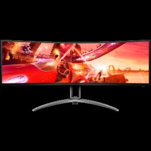 AOC Agon AG493UCX2 49" (48.8" viewable) Curved Gaming monitor, DQHD (5120x1440), 32:9, VA, 1800R, 165Hz, 4ms (GTG), 400 cd/m2, 3000:1, Adaptive Sync, HDR400, USB hub, 1x USB-C (DP Alt mode, PD 65W), 3x HDMI 2.0, 1x DP 1.4, Speakers, Ergo