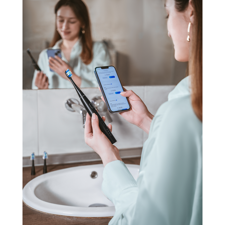 AENO SMART Sonic Electric toothbrush, DB2S: Black, 4modes +8 smart, wireless charging, 46000rpm, 90 days without charging, IPX7 - Slika 2