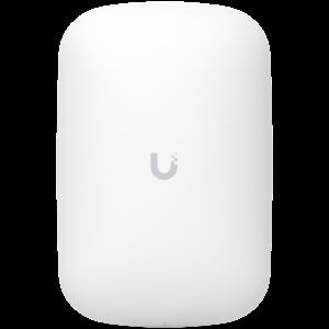 UBIQUITI U6 Extender; WiFi 6; 6 spatial streams; 115 m² (1,250 ft²) coverage; 300+ connected devices; Powered with standard AC wall outlet; Wireless uplink to UniFi WiFi.