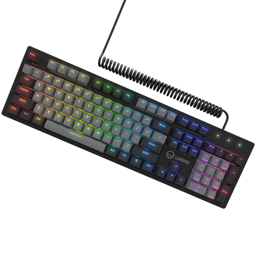 LORGAR Azar 514, Wired mechanical gaming keyboard, RGB backlight, 1680000 colour variations, 18 modes, keys number: 104, 50M clicks, linear dream switches, spring cable up to 3.4m, ABS plastic+metal, magnetic cover, 450*136*39mm, 1.17kg, black, EN layout - Slika 3