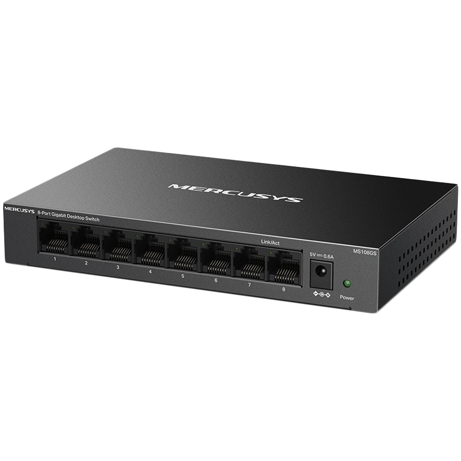 Mercusys MS108GS 8-Port Gigabit Desktop Switch, 8× Gigabit Ports, Desktop Steel Case, Wall Mounting, Plug and Play, Power Saving, Compact design, Green Ethernet technology, Silent - Slika 2