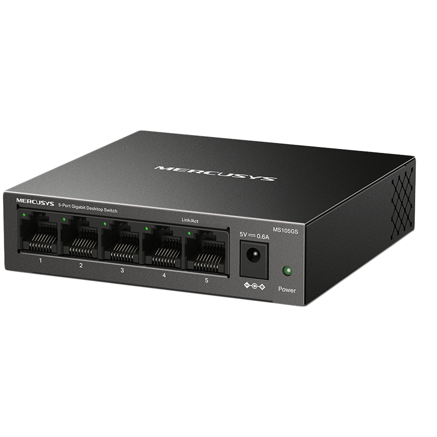 Mercusys MS105GS 5-Port Gigabit Desktop Switch, 5× Gigabit Ports, Desktop Steel Case, Wall Mounting, Plug and Play, Power Saving, Compact design, Green Ethernet technology, Silent - Slika 2