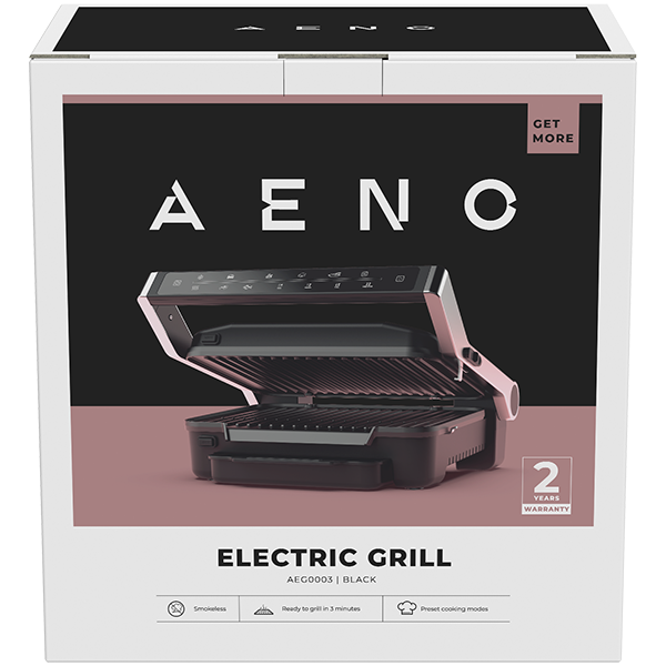 AENO Electric Grill EG3: 2000W, 7 automatic programs +Manual mode, 4 Degrees of Roast, Color indication, Removable plates Plate size 292*230mm - Slika 2