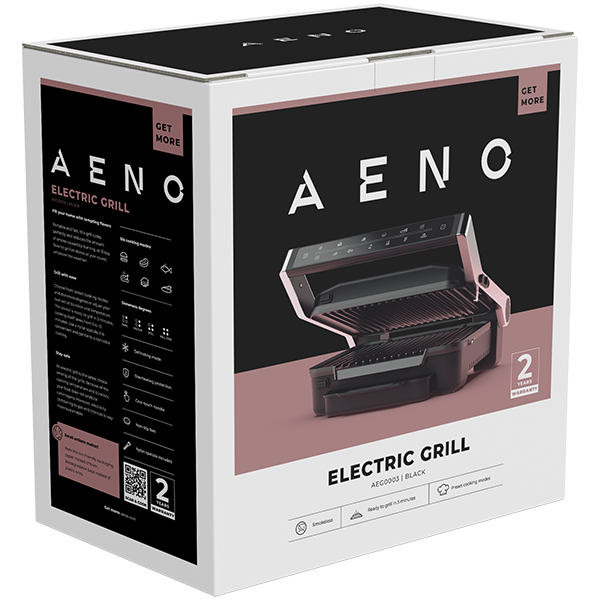 AENO Electric Grill EG3: 2000W, 7 automatic programs +Manual mode, 4 Degrees of Roast, Color indication, Removable plates Plate size 292*230mm - Slika 4