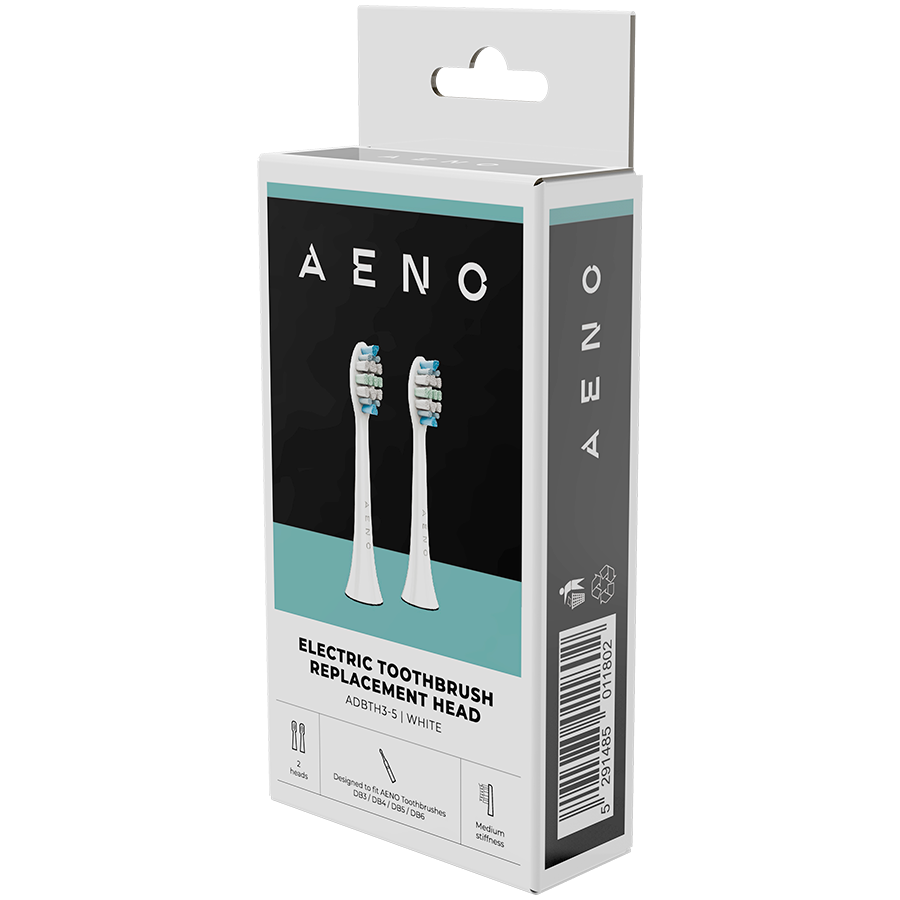 AENO Replacement toothbrush heads, White, Dupont bristles, 2pcs in set (for ADB0003/ADB0005 and ADB0004/ADB0006) - Slika 3