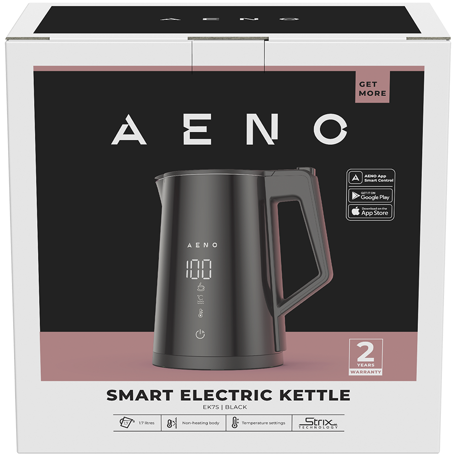 AENO Electric Kettle EK7S Smart: 1850-2200W, 1.7L, Strix, Double-walls, Temperature Control, Keep warm Function, Control via Wi-Fi, LED-display, Non-heating body, Auto Power Off, Dry tank Protection - Slika 3