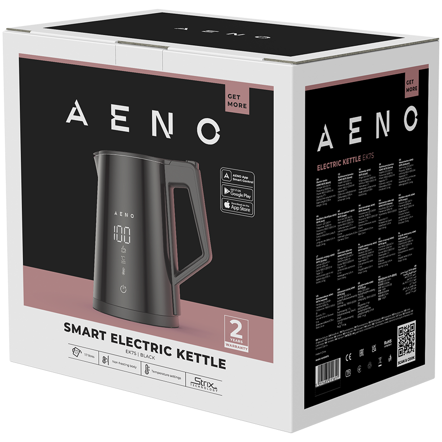 AENO Electric Kettle EK7S Smart: 1850-2200W, 1.7L, Strix, Double-walls, Temperature Control, Keep warm Function, Control via Wi-Fi, LED-display, Non-heating body, Auto Power Off, Dry tank Protection - Slika 4