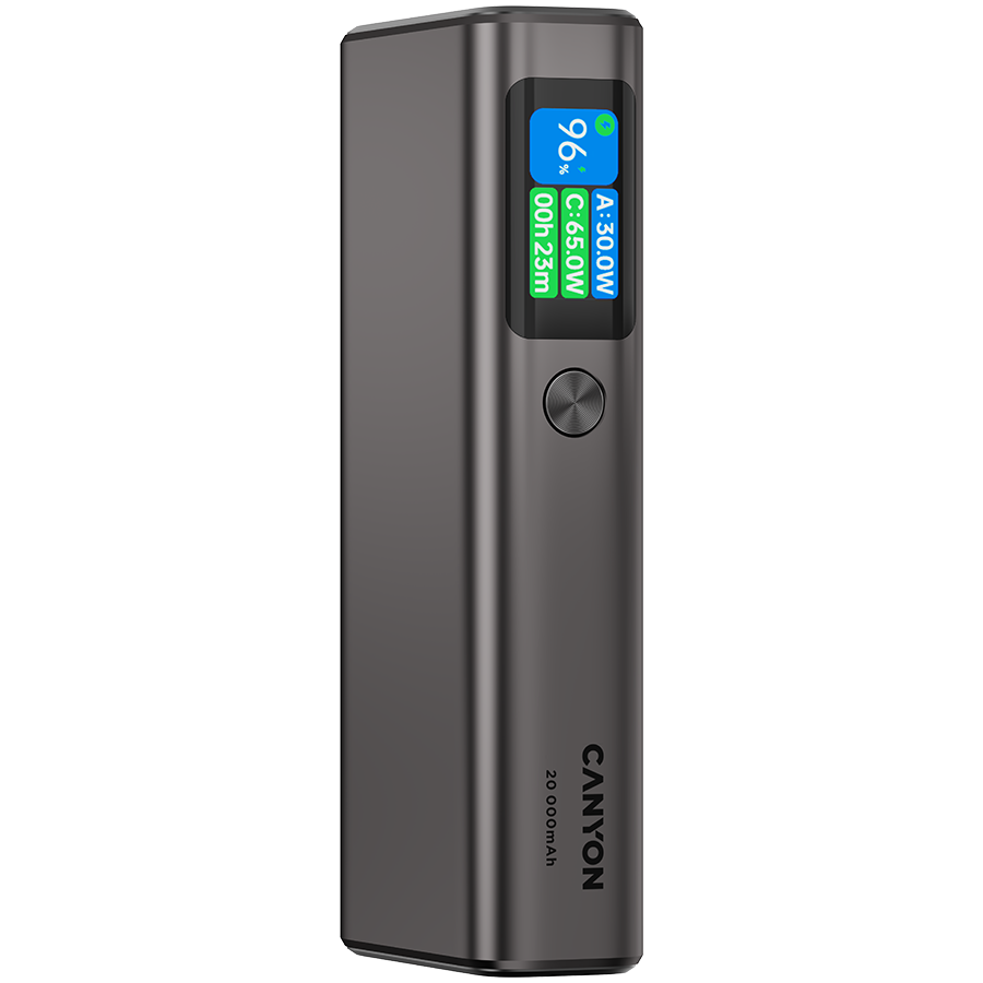 CANYON power bank OnPower 230 TFT 20000 mAh PD130W Dark Grey - Slika 2