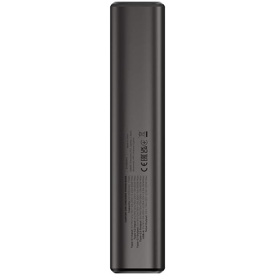 CANYON power bank OnPower 230 TFT 20000 mAh PD130W Dark Grey - Slika 3