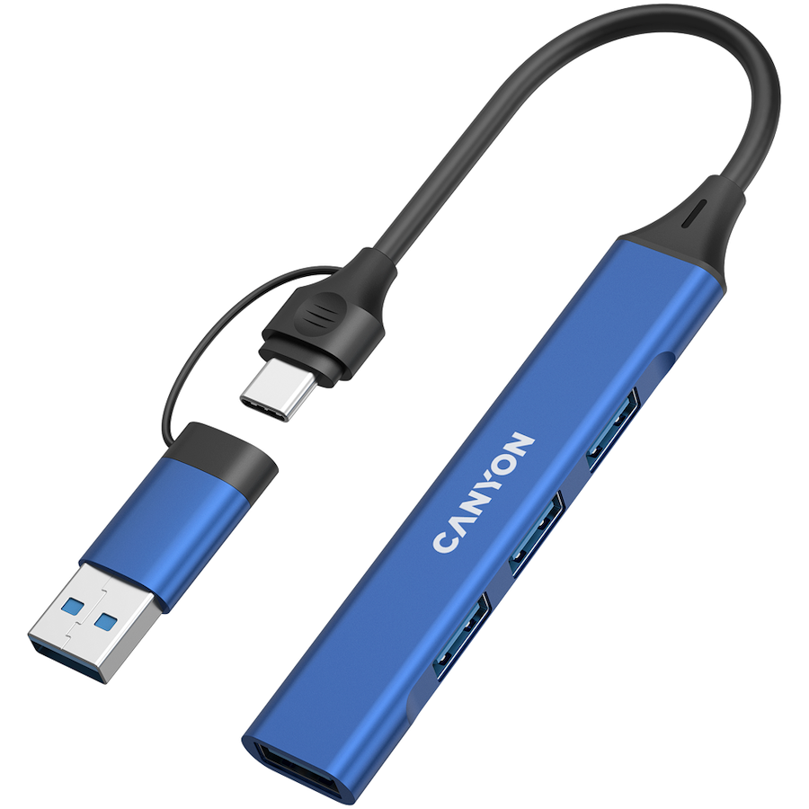 CANYON hub DS-02 4in1 USB-A/C Blue - Slika 2