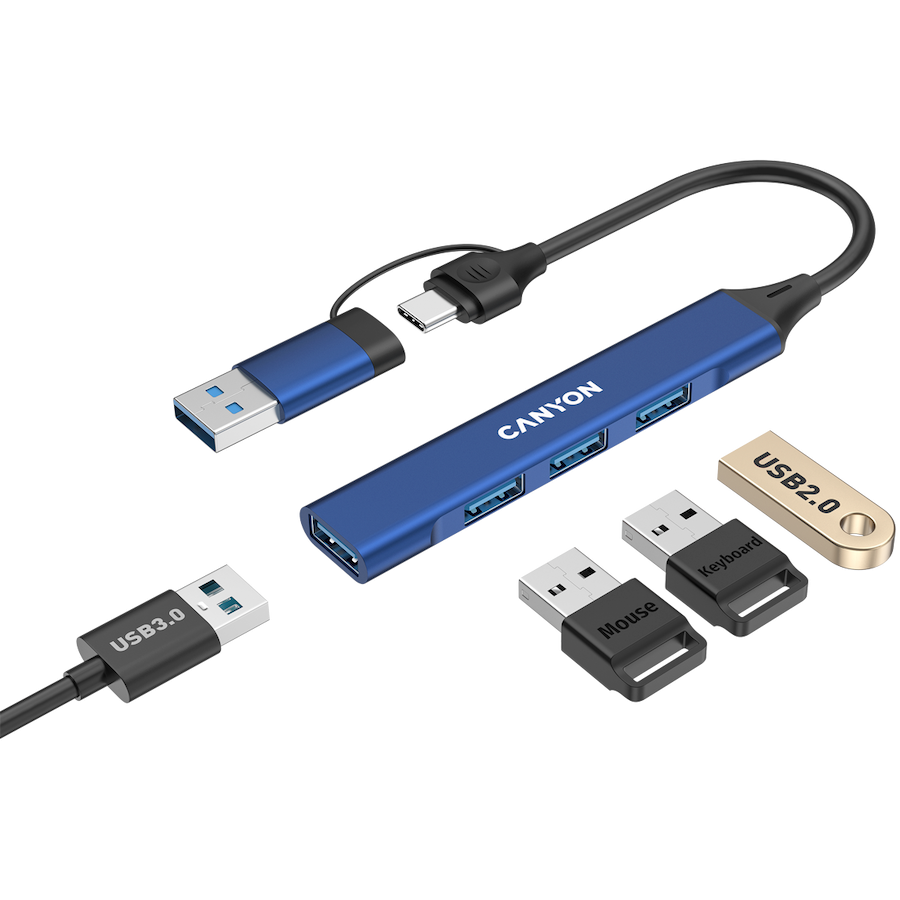 CANYON hub DS-02 4in1 USB-A/C Blue - Slika 4