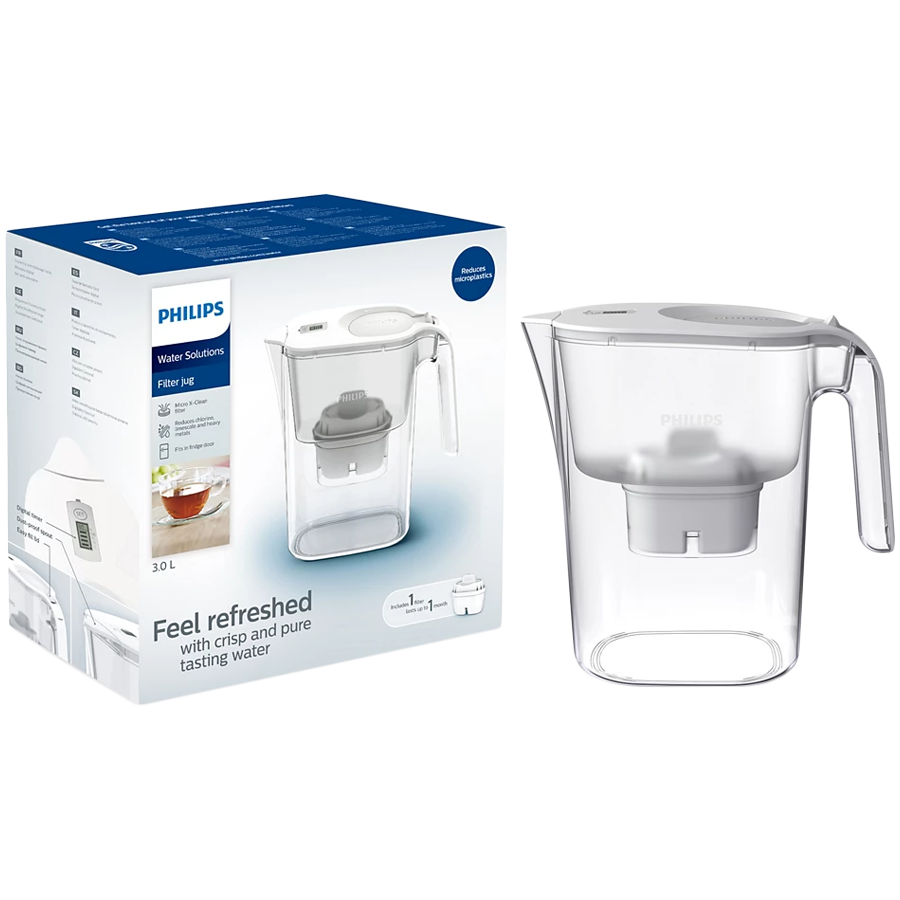 PHILIPS Bokal za filtriranje vode AWP2933WHT/31, 2,6 l, Micro X-Clean, digitalni timer, bijeli
