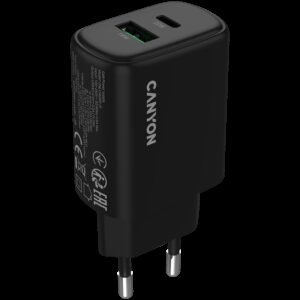 CANYON charger OnCharge 200 20W 1xPD 1xQC EU Black