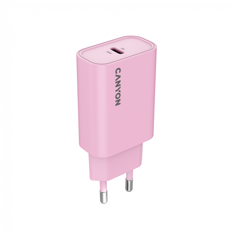 CANYON charger OnCharge 30CL Max Power 30W 1xPD EU Pink - Slika 3