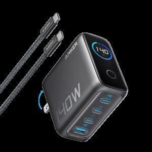 Anker Charger (140W, 4-Port, PD 3.1) with USB-C Cable Gray