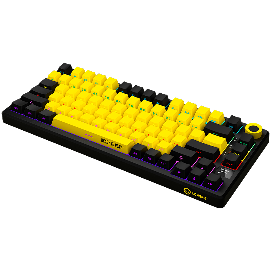LORGAR KBP7075W, Wireless 75% Mechanical Gaming Keyboard Pro, Black/yellow, EN layout - Slika 2