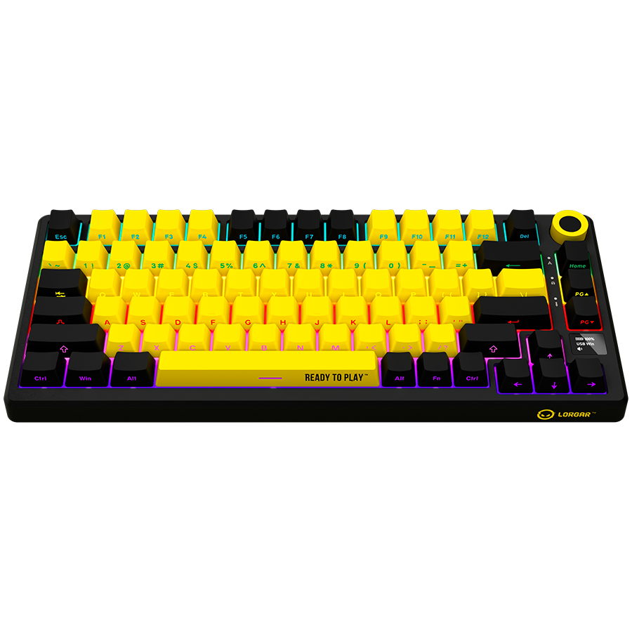 LORGAR KBP7075W, Wireless 75% Mechanical Gaming Keyboard Pro, Black/yellow, EN layout - Slika 3