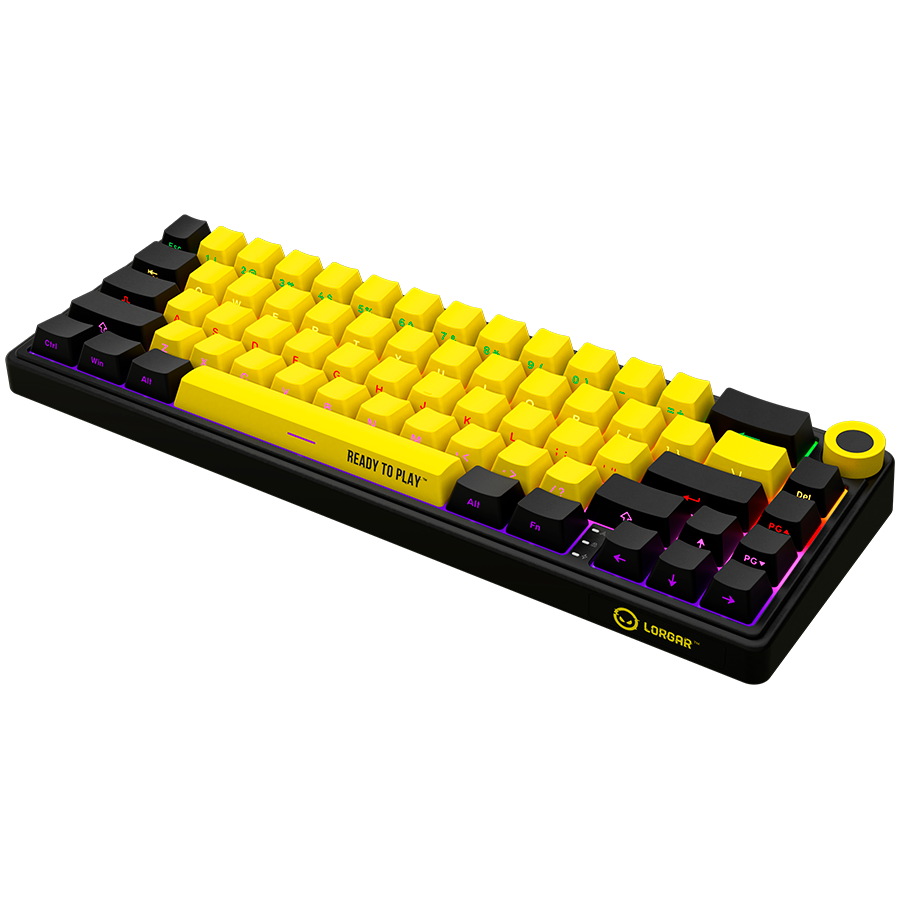 LORGAR KBP70MW, Wireless 65% Mechanical Gaming Keyboard Pro, Black/yellow, EN layout - Slika 2