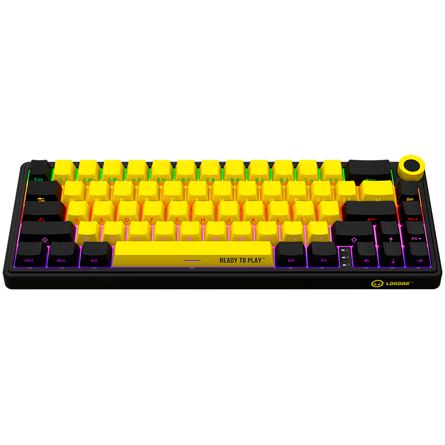 LORGAR KBP70MW, Wireless 65% Mechanical Gaming Keyboard Pro, Black/yellow, EN layout - Slika 3