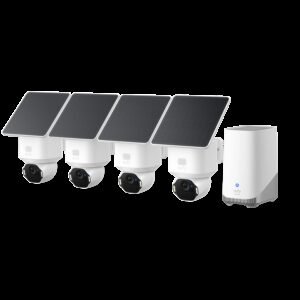 Anker, eufy SoloCam E42 4xCam+1xHomeBase3+4xSolarPanel White, Ultra HD 4K, AI Motion Detection and Smart Tracking, 360 Viewing, IP 65, No Monthly Fee