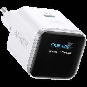 Anker Nano Charger (45W, Smart Display), Smart iPhone Recognition With Care Mode, 45W Max Fast Charging with Smart Power Adjustment, Pocket Size, Powered by GaN