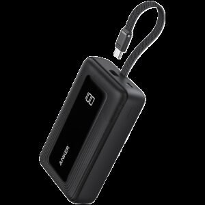 Anker Power Bank (20K, 30W, Built-In USB-C Cable) Black