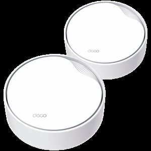 TP-Link Deco X50-PoE (2-pack) AX3000 Whole Home Mesh Wi-Fi 6 System with PoE, 574 Mbps at 2.4 GHz + 2402 Mbps at 5 GHz, 4× Internal Antennas, 1× 2.5 Gigabit Port + 1× Gigabit Port (WAN/LAN auto-sensing), PoE and DC Power Supply
