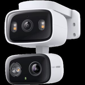 TP-Link Tapo C246D Indoor/Outdoor Dual Lens Pan/Tilt Security Camera, 2K (2304x1296) and 2K (2304x1296), 2.4 GHz,Dual Lens, Pan/Tilt, Smart AI Detection and Notifications (motion, people, pets, cars), Motion Tracking, Sound and Light Alarm, Tapo APP