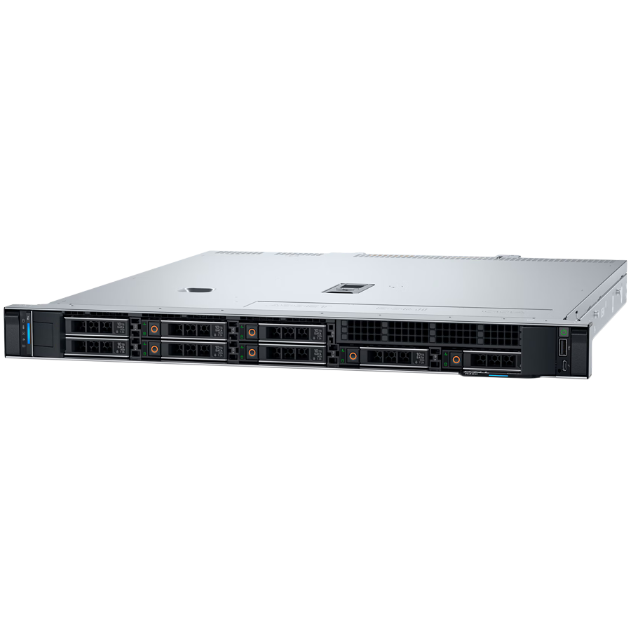 DELL EMC PowerEdge R360, 8x2.5", Intel Xeon 6 Performance 6315P 2.8G, 4C/4T, 32GB UDIMM 5600MT/s ECC, 1x480GB SSD SATA RI, PERC H355 Front, iDRAC9 Enterprise, PS 2x700W, TPM 2.0 V6, BCM 5720 DP 1GbE, Sliding Rails, 3Y