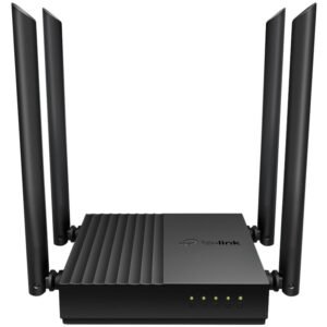 TP-Link Archer C64 AC1200 Wireless MU-MIMO WiFi Router, 4 x G LAN, 1 x G WAN, 400 Mbps (2.4 GHz) + 867 Mbps (5 GHz) 802.11ac Wave2 WiFi, MU-MIMO, Beamforming, AP mode, WPA3, 4 x external antennas, 1.2 GHz CPU, Tether App, Smart Connect