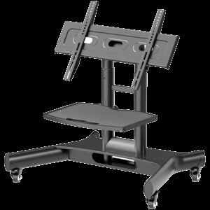 ONKRON Tilting Mobile TV Stand for 32'' – 70 Inch LCD LED OLED TV Screens & Touch Panels Rolling TV Cart on Wheels with Shelf, Black