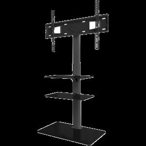 ONKRON Universal Floor TV Stand Tempered Glass Base and Shelves for 32-65'' TVs, Black