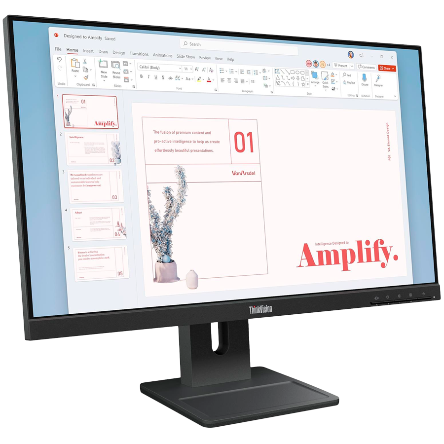ThinkVision E24-40, 23.8" IPS, 1920x1080 FHD, 1300:1, 250 nits, 100Hz, 178 / 178, 16:9, 4/6ms, HDMI, DP, VGA, 2x 2w, Tilt, Swivel, Pivot, Height Adjust Stand, VESA, Raven Black, 3Yr - Slika 2