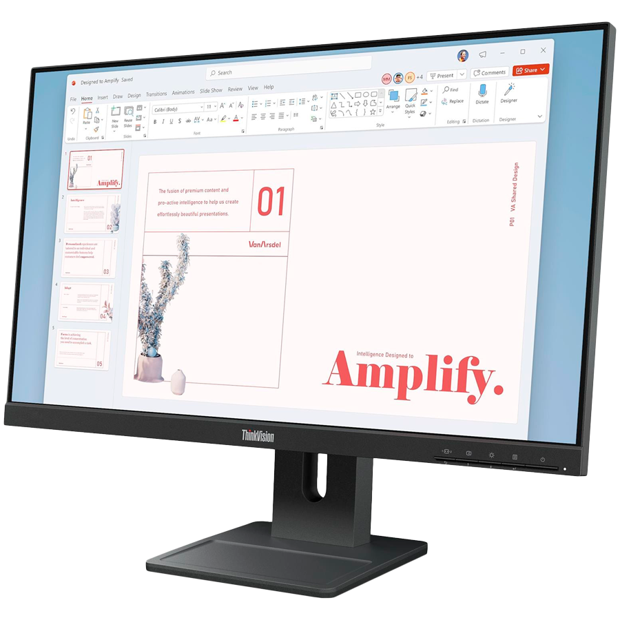 ThinkVision E24-40, 23.8" IPS, 1920x1080 FHD, 1300:1, 250 nits, 100Hz, 178 / 178, 16:9, 4/6ms, HDMI, DP, VGA, 2x 2w, Tilt, Swivel, Pivot, Height Adjust Stand, VESA, Raven Black, 3Yr - Slika 3