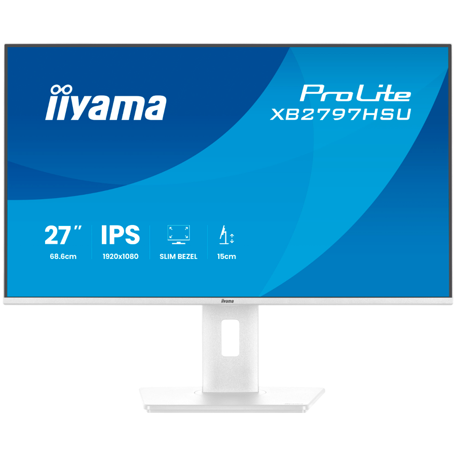 IIYAMA Prolite XB2797HSU-W1 Business Monitor - 68.6 cm (27"), FULL HD (1920x1080), IPS LED, 120Hz, 350 cd/m², matte / white